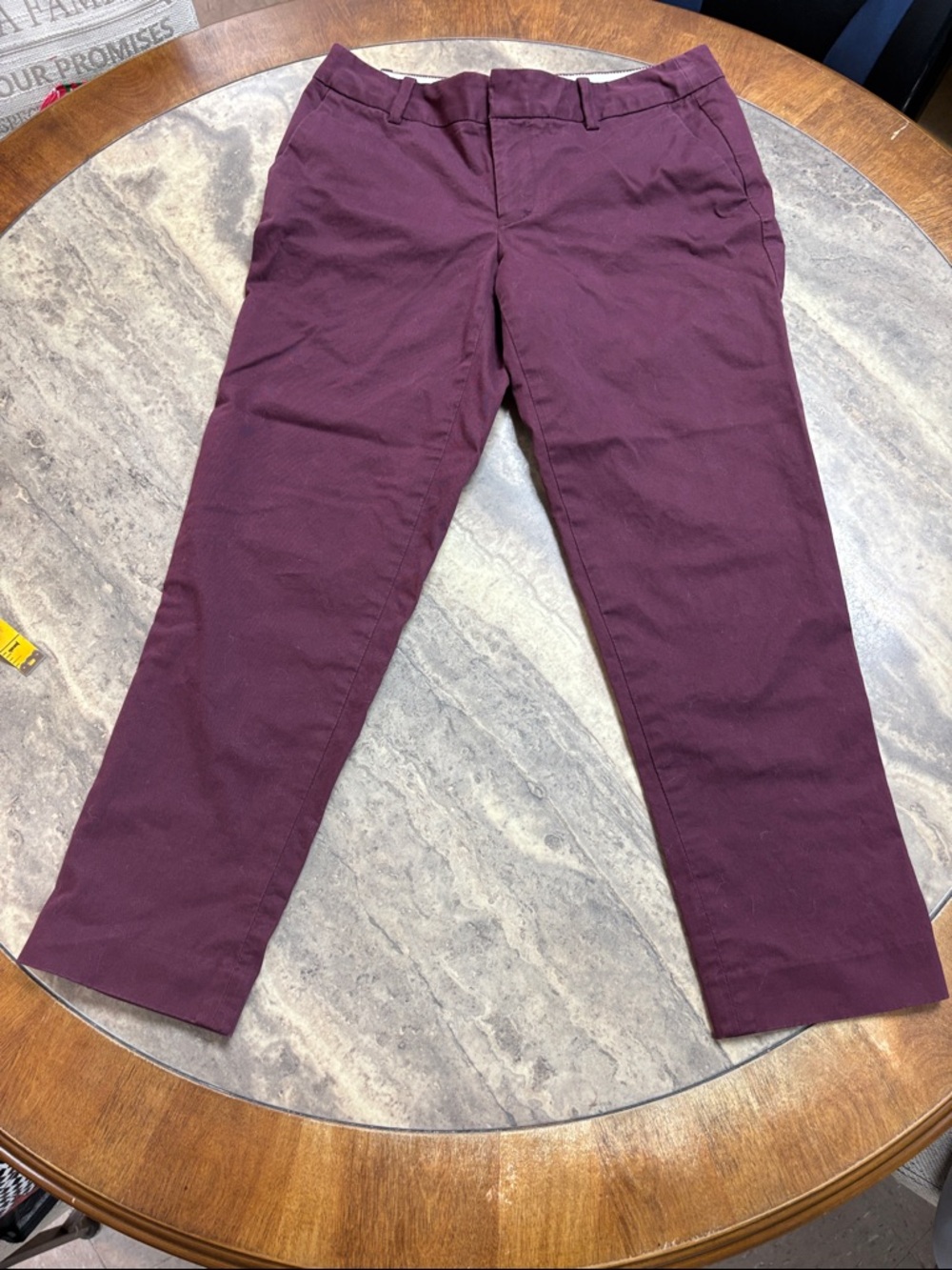 Eddie Bauer  Chino Pants in Plum needs repair on hem